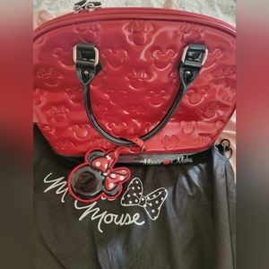 Loungefly Minnie Loves Mickey Red Bowling Bag purse